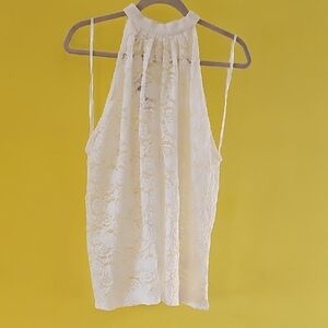 Elegant Off White Lace Halter Top